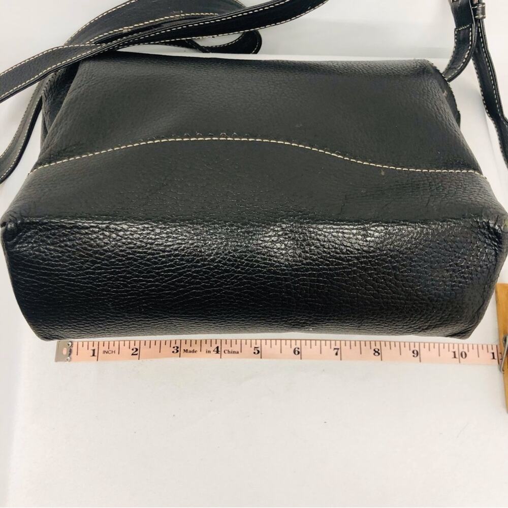 Vintage Black Shoulder Bag Embossed Logo Adjustable Strap with silvertone buckle - Picture 7 of 16